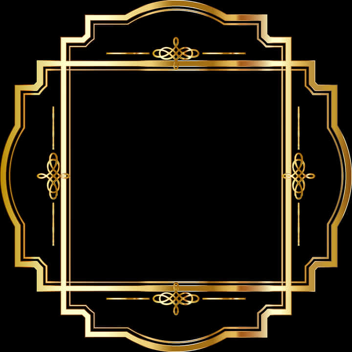 Elegant Golden Art Deco Frame PNG image
