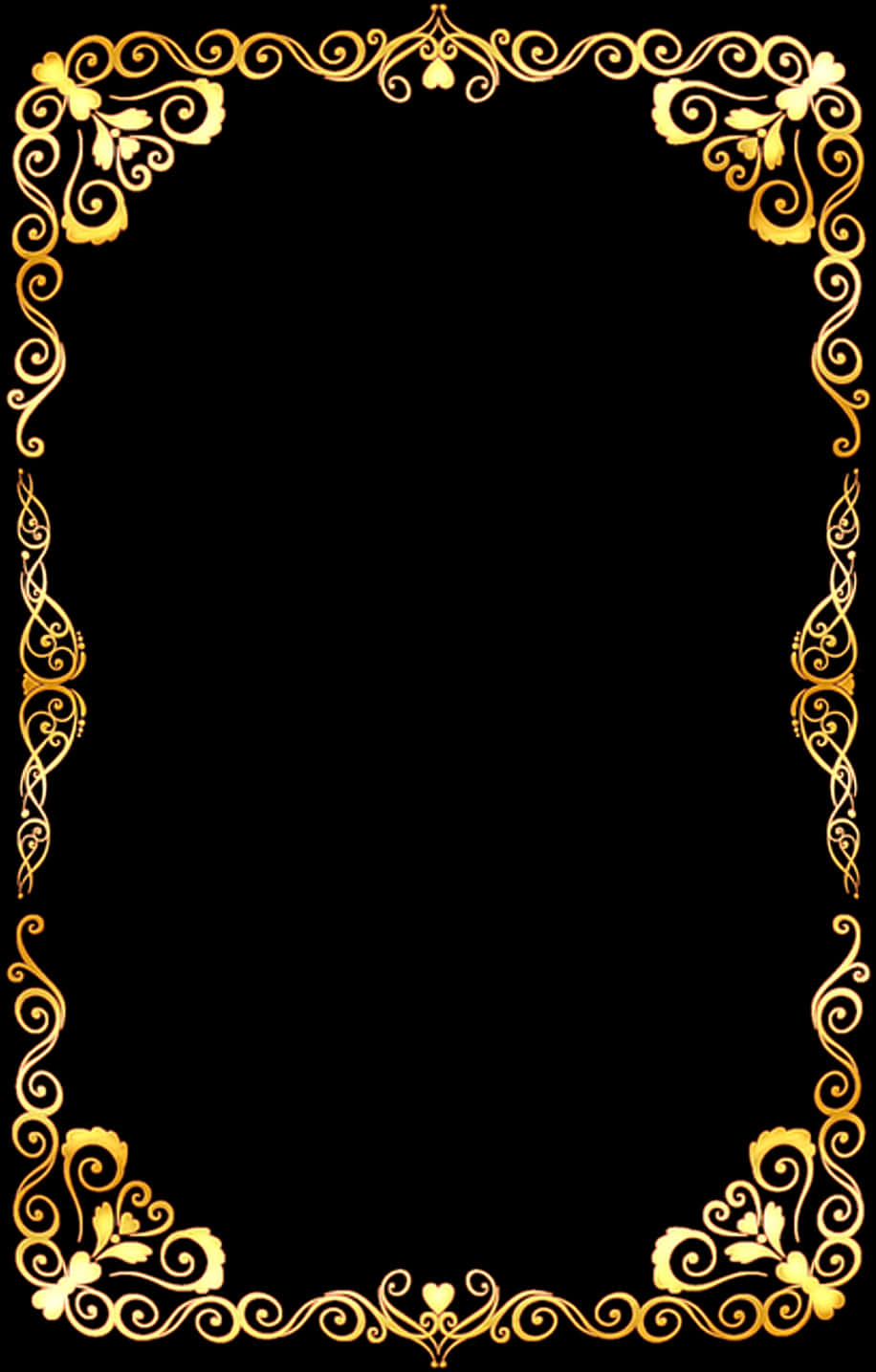 Elegant Golden Floral Frame PNG image