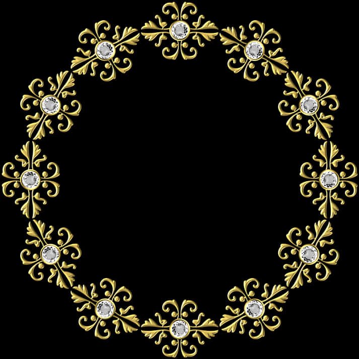 Elegant Golden Floral Frame PNG image