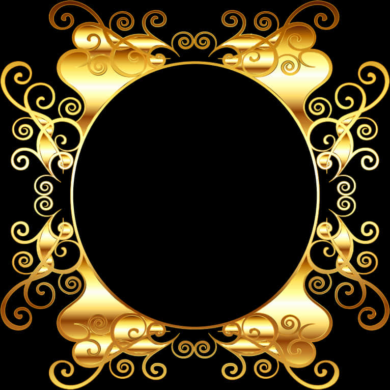 Elegant Golden Floral Frame PNG image