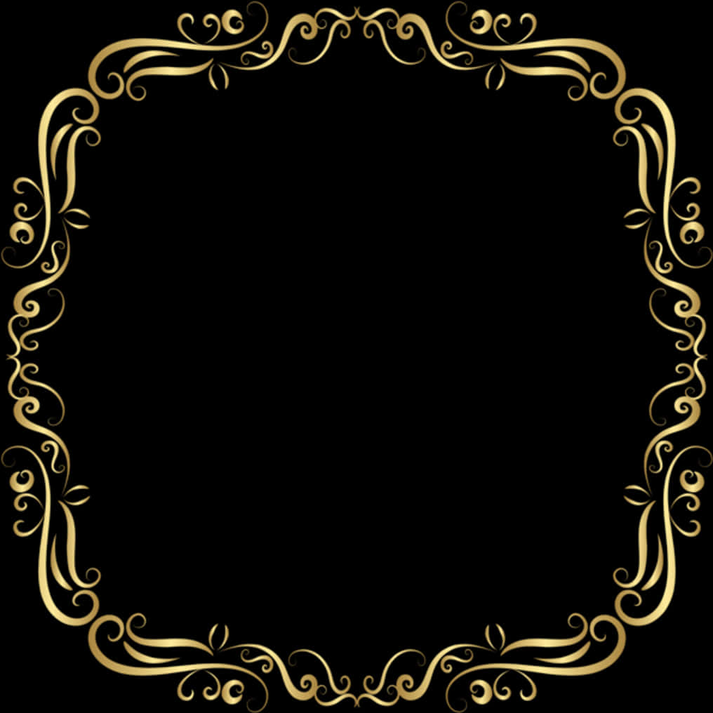 Elegant Golden Floral Frame PNG image