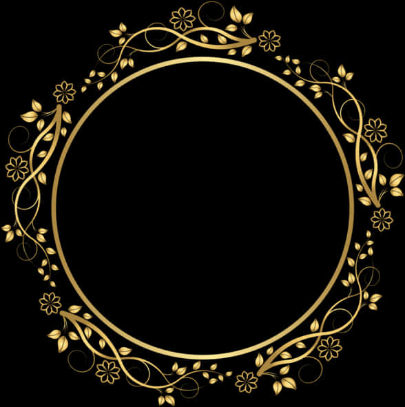 Elegant Golden Floral Frame PNG image