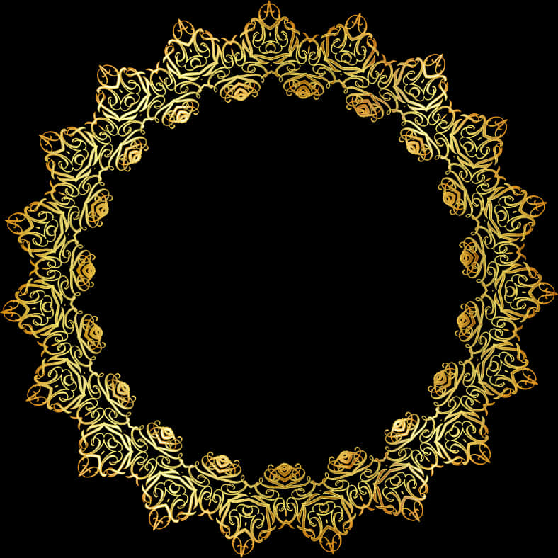 Elegant Golden Floral Frame PNG image