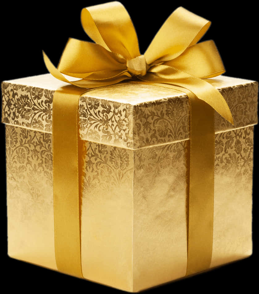Elegant Golden Gift Box PNG image