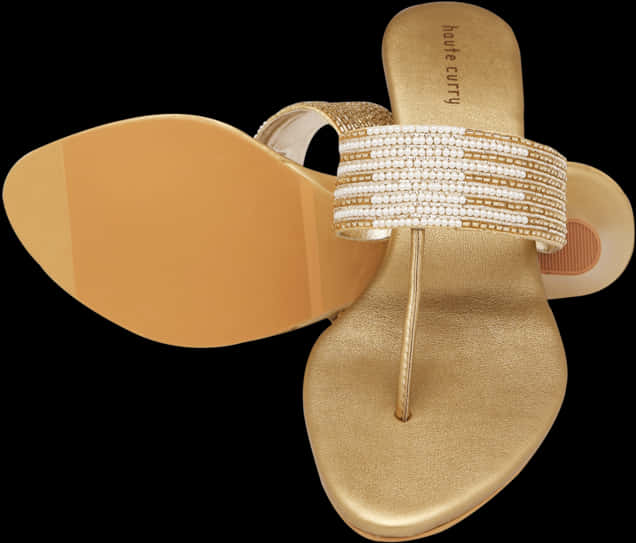 Elegant Golden Ladies Chappal PNG image