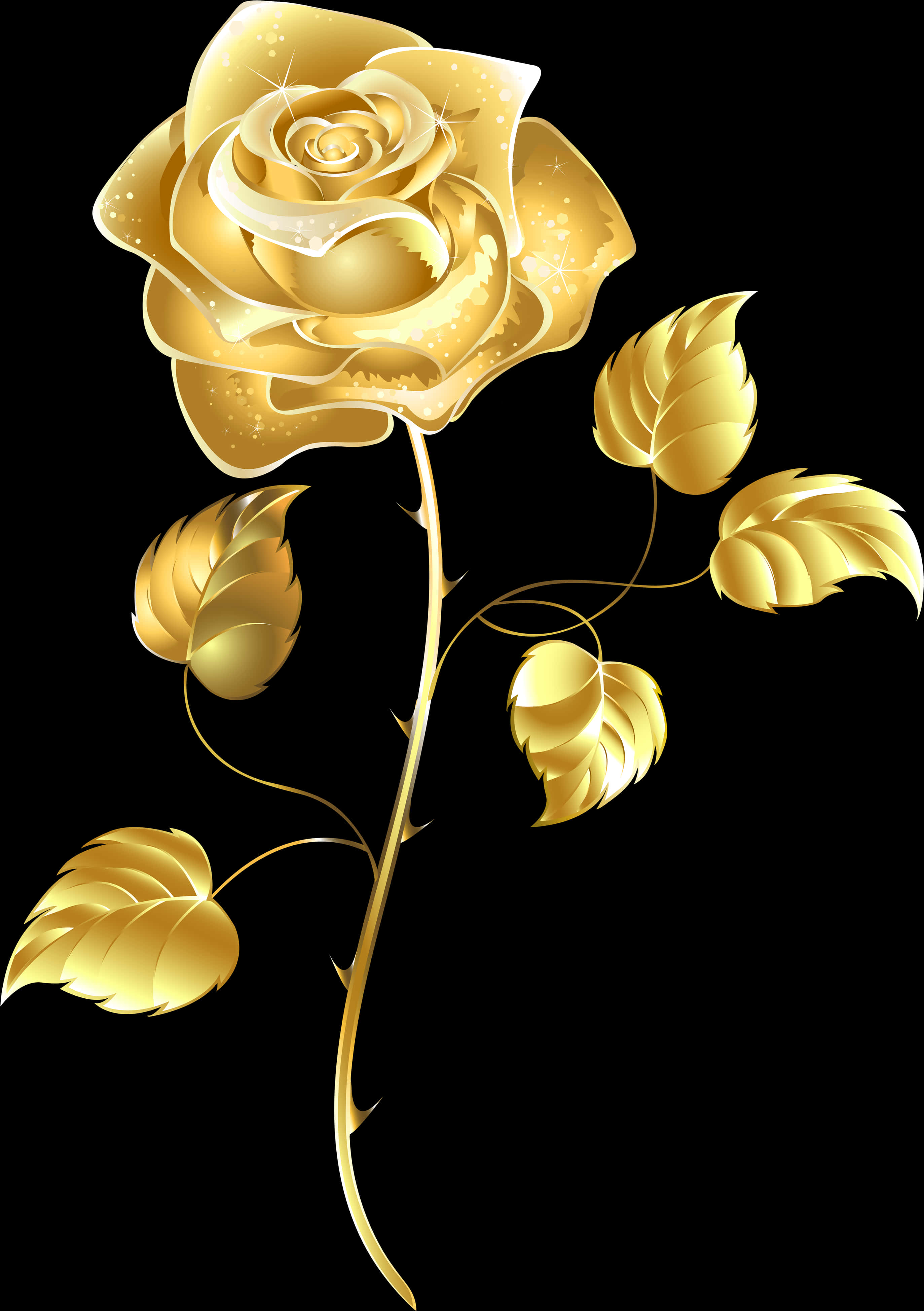 Elegant Golden Rose Artwork PNG image