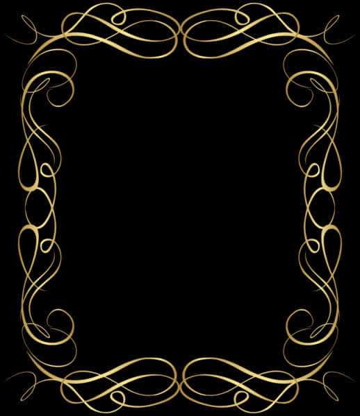 Elegant Golden Scrollwork Frame PNG image