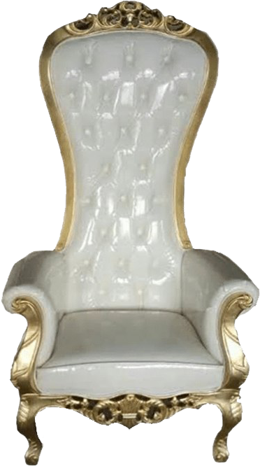Elegant Golden Trimmed Throne Chair PNG image