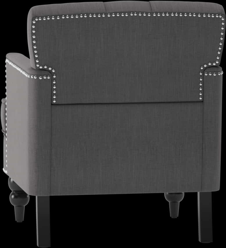 Elegant Gray Accent Chairwith Nailhead Trim PNG image