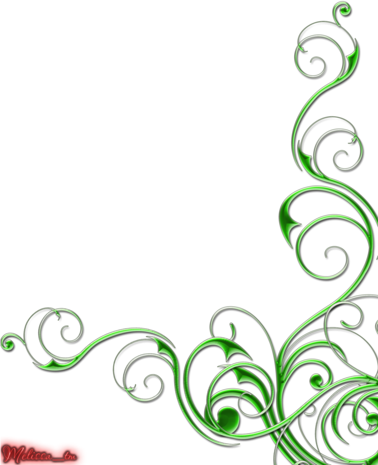 Elegant Green Floral Border Design PNG image