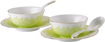 Elegant Green Tea Cup Set PNG image