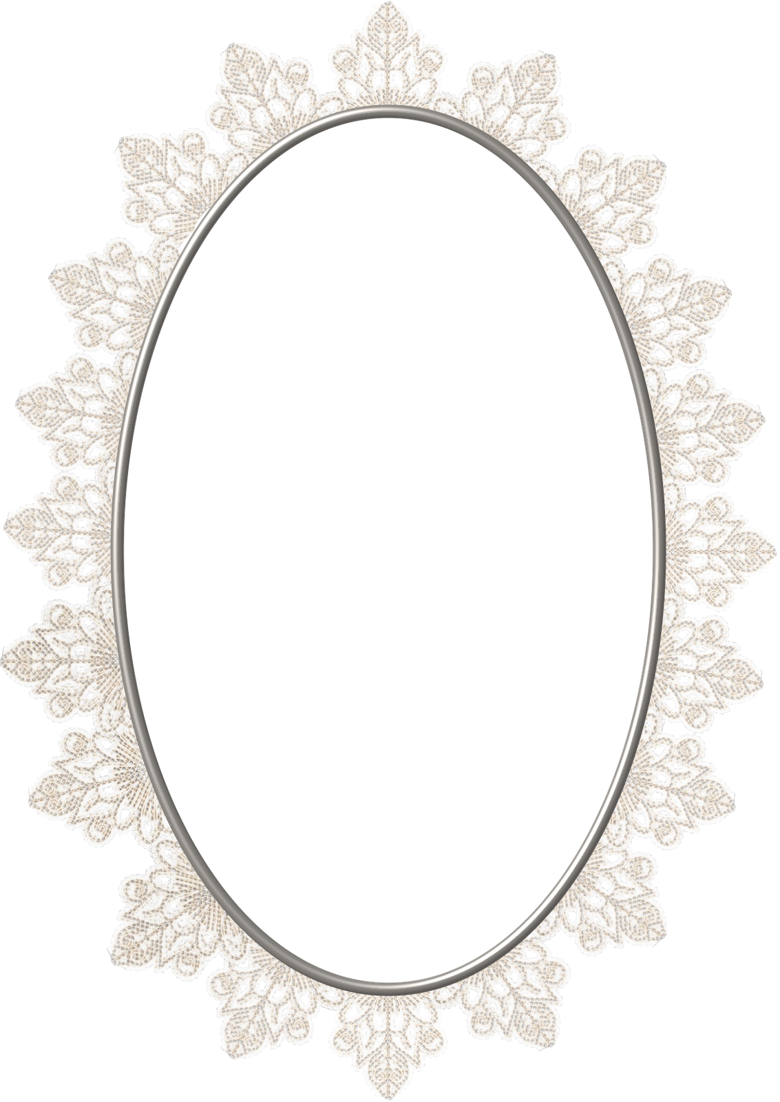 Elegant Lace Oval Frame PNG image