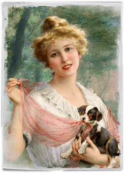 Elegant Ladywith Dog Painting PNG image