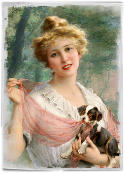Elegant Ladywith Dog Vintage Portrait PNG image