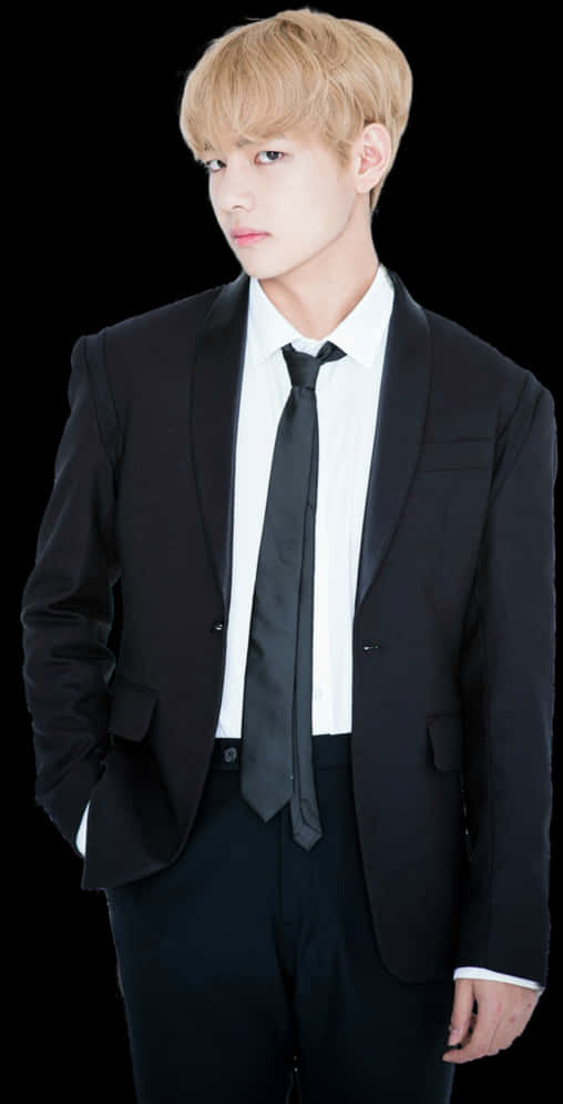 Elegant Manin Black Suit PNG image