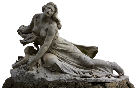 Elegant Marble Sculptureof Reclining Woman PNG image