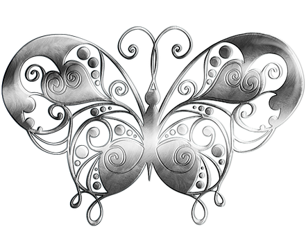 Elegant Metallic Butterfly Artwork PNG image