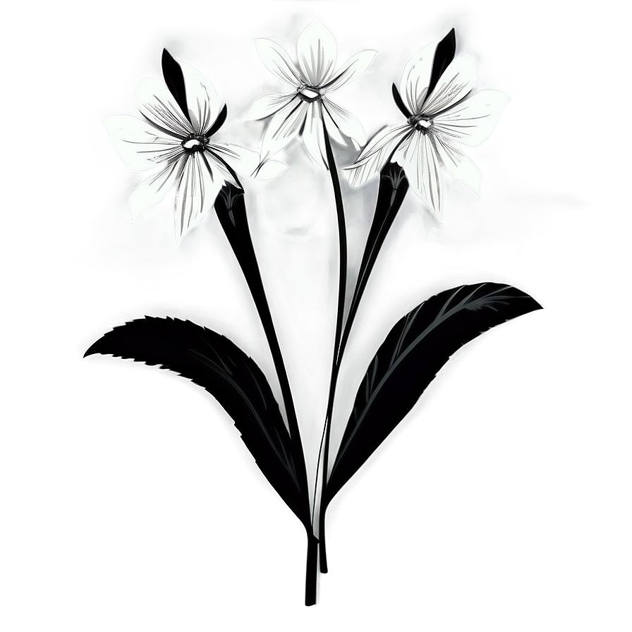 Elegant Monochrome Flowers Png Mcs PNG image