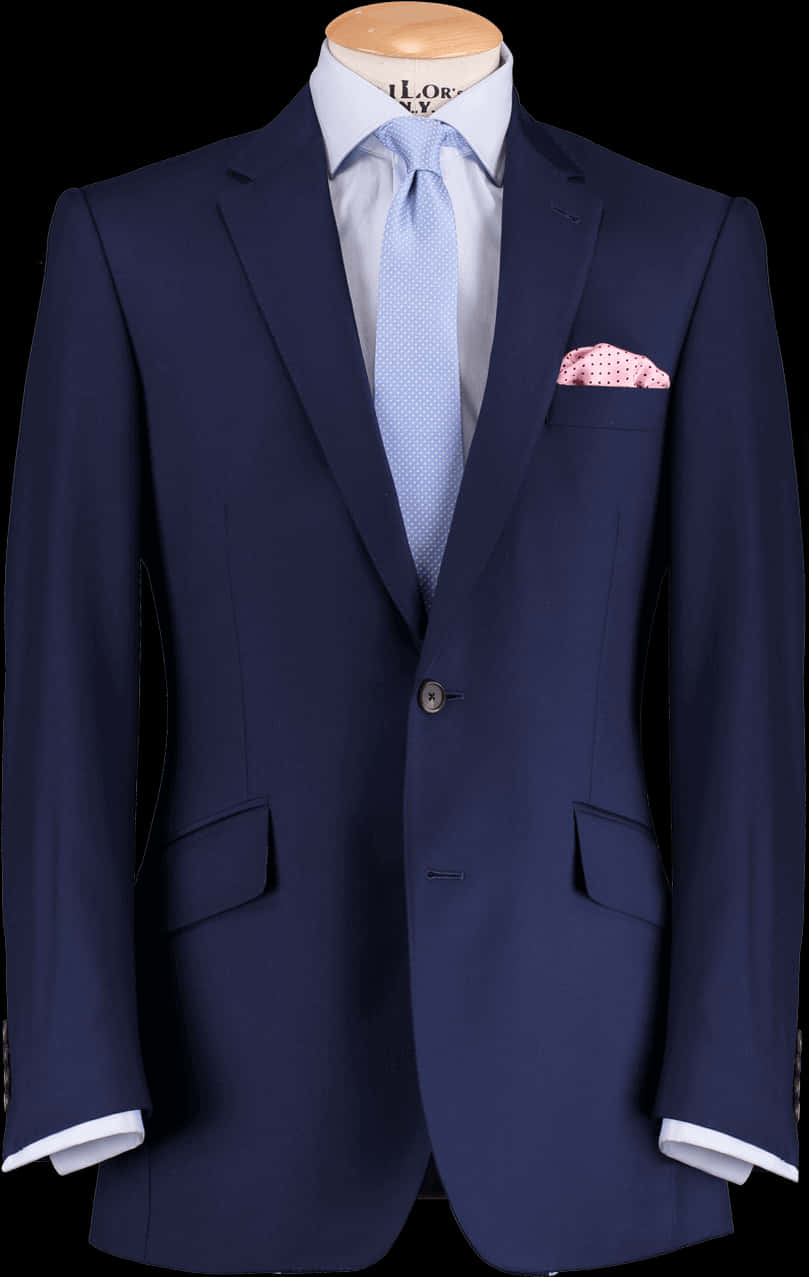 Elegant Navy Blue Suit Display PNG image