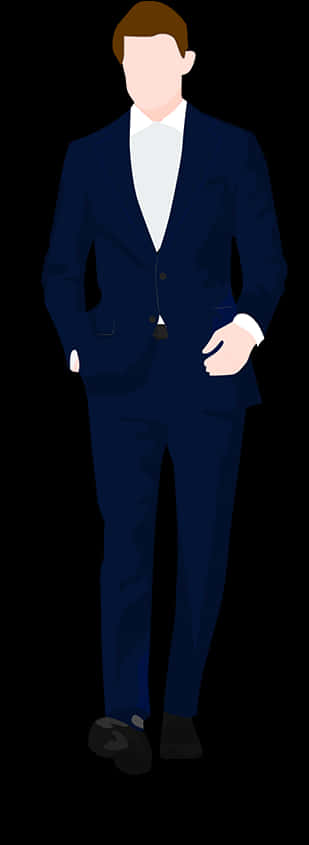 Elegant Navy Blue Suit Illustration PNG image