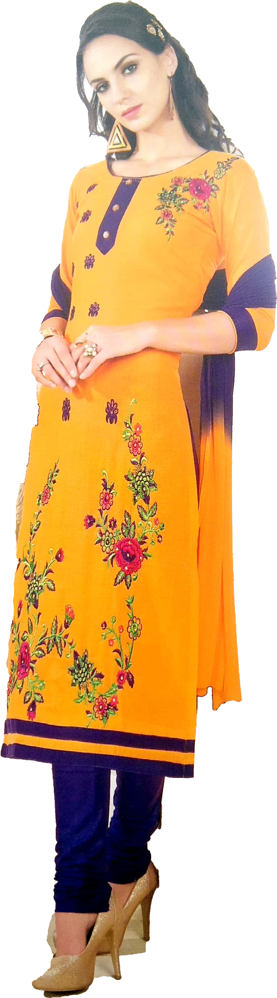 Elegant Orange Salwar Suit Model PNG image