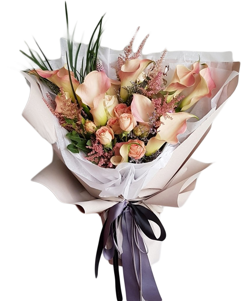 Elegant Pastel Flower Bouquet PNG image