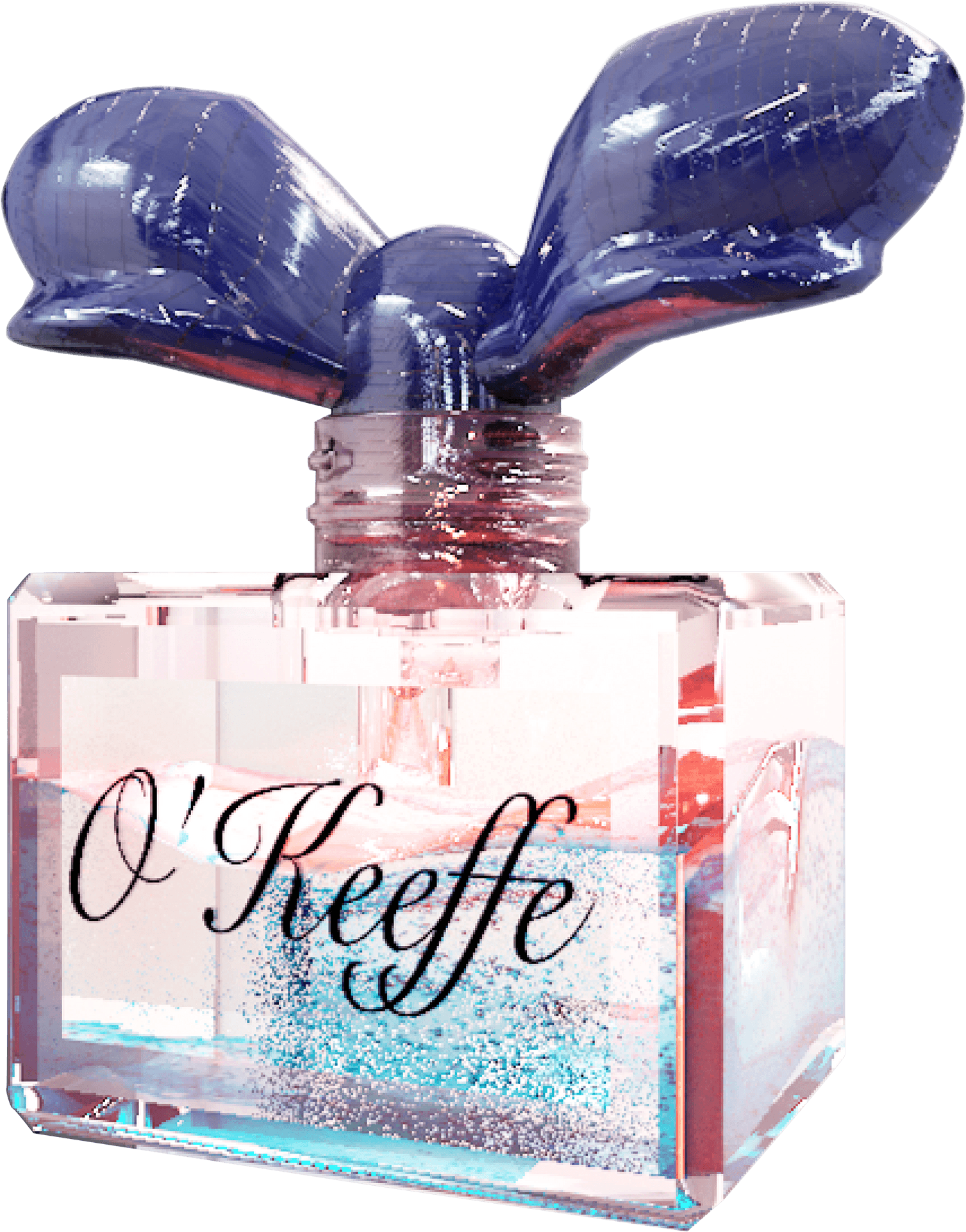 Elegant Perfume Bottlewith Blue Bow PNG image
