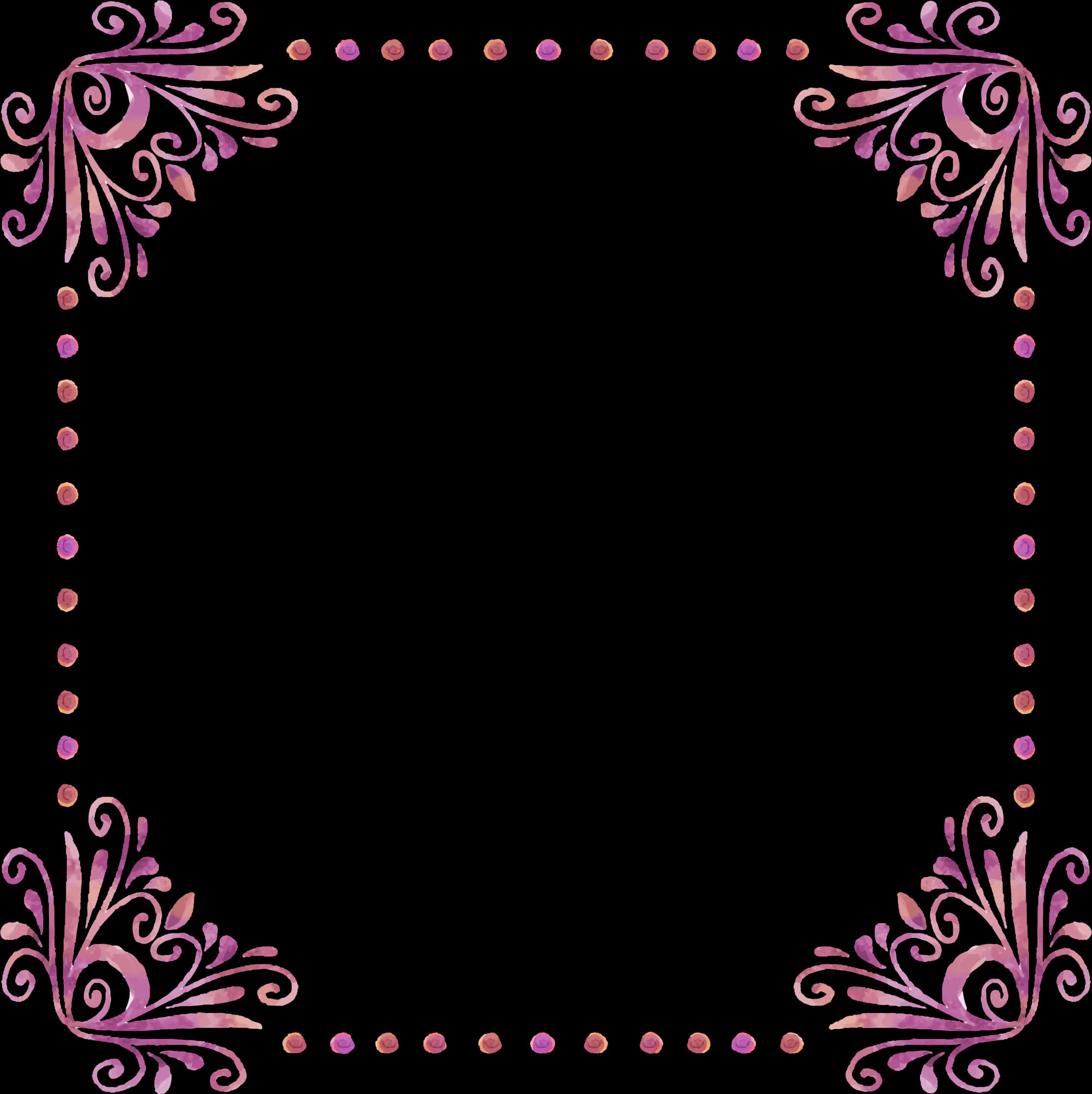 Elegant Pink Floral Page Border PNG image