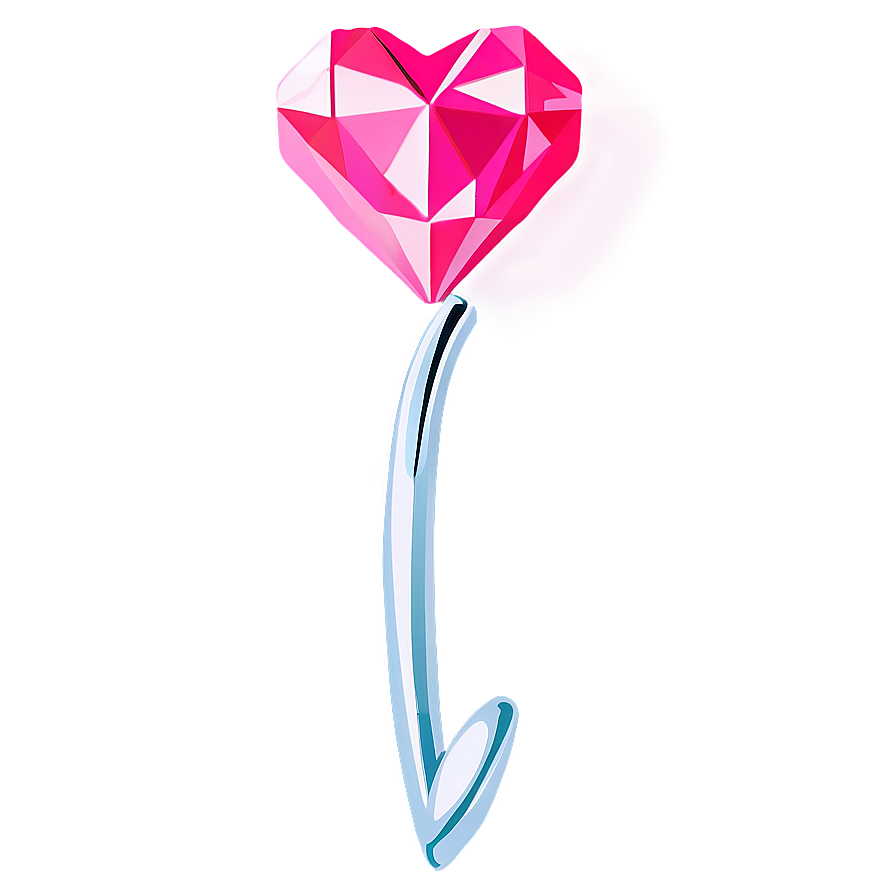 Elegant Pink Heart Diamond Drawing Png Qcl32 PNG image