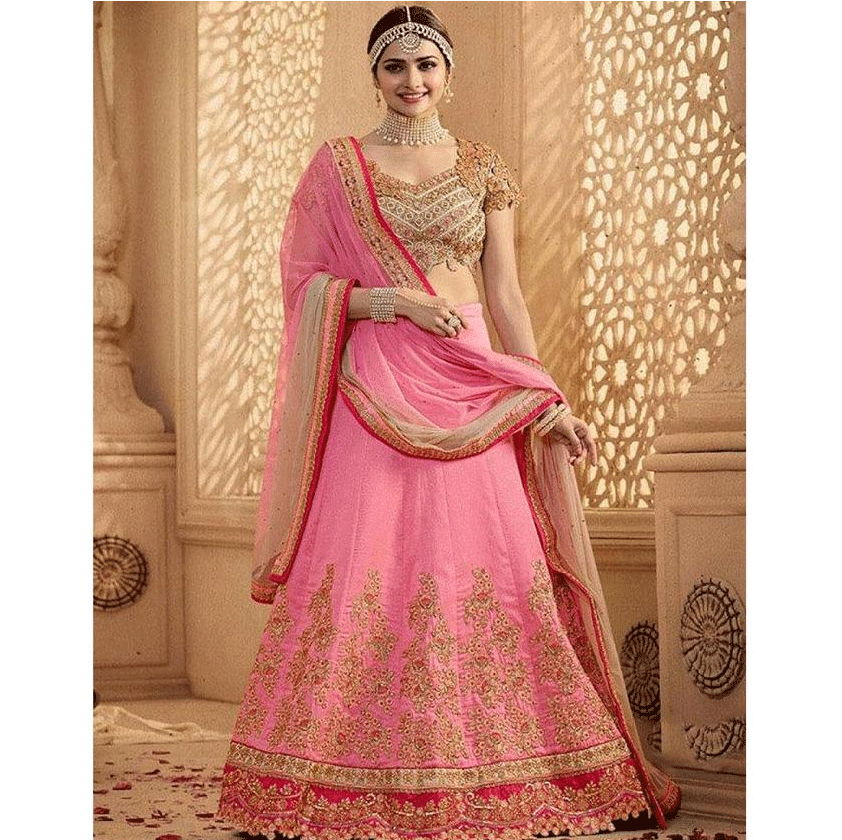 Elegant Pink Lehenga Choli Model PNG image