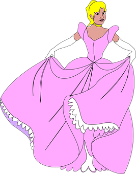 Elegant Pink Princess Cartoon PNG image