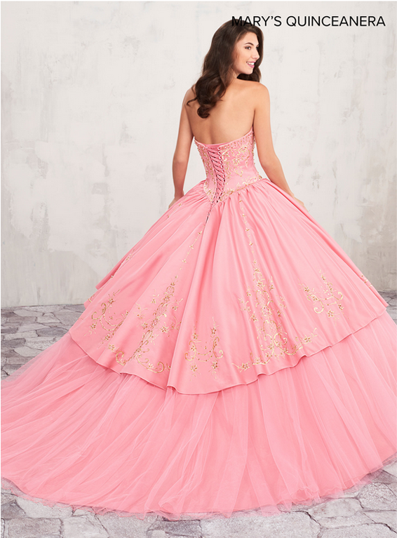 Elegant Pink Quinceanera Dress PNG image