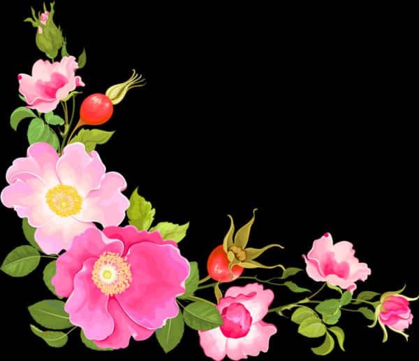 Elegant_ Pink_ Roses_ Artwork PNG image