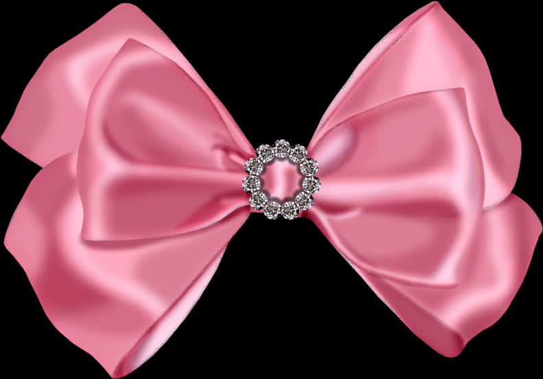 Elegant Pink Satin Bowwith Diamonds PNG image