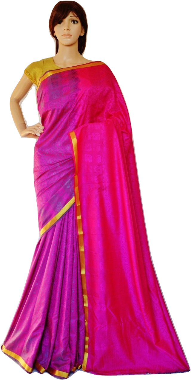 Elegant Pink Silk Saree Mannequin PNG image