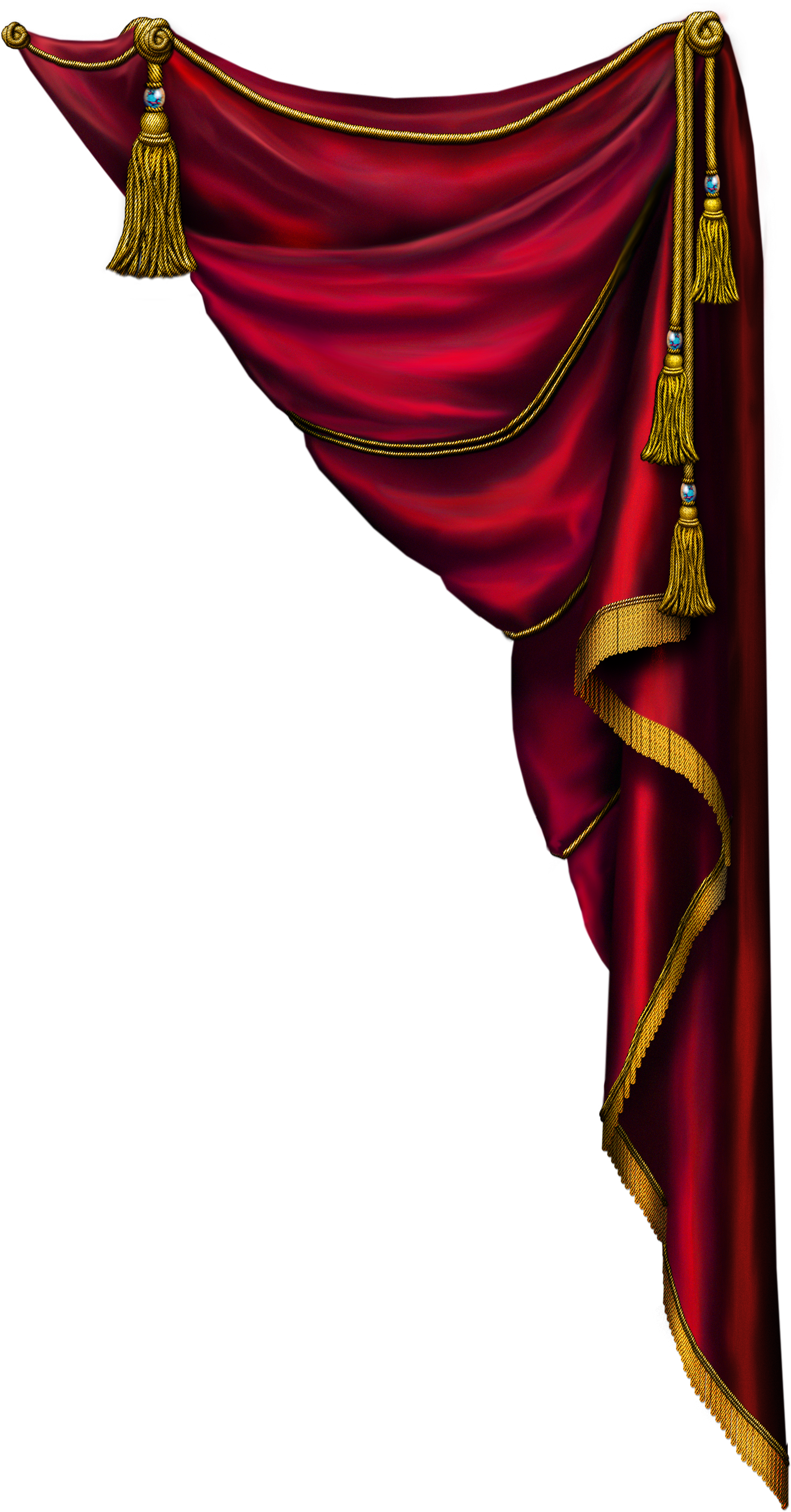 Elegant Red Curtainwith Gold Trim PNG image