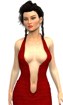 Elegant Red Dress3 D Model PNG image