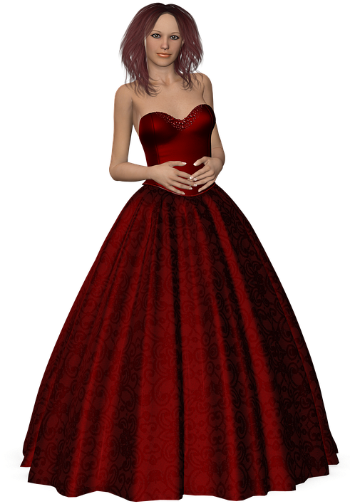 Elegant Red Evening Gown PNG image