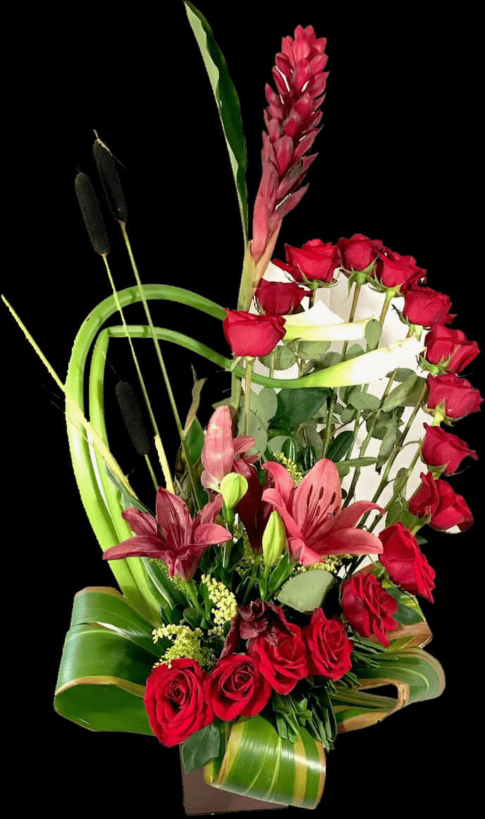 Elegant Red Floral Arrangement PNG image