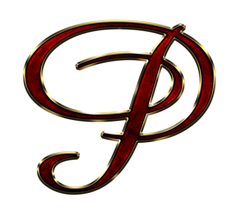 Elegant Red Gold Letter P PNG image