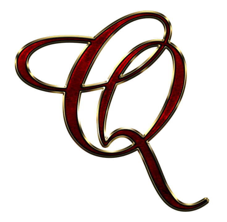 Elegant Red Gold Letter Q PNG image