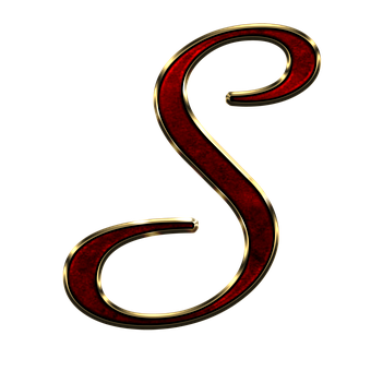 Elegant Red Gold Letter S PNG image