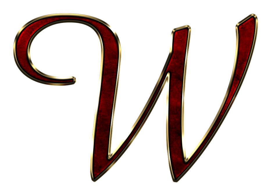 Elegant Red Gold Letter W PNG image