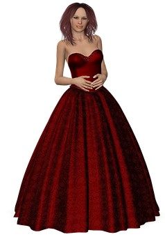 Elegant Red Gown3 D Model PNG image