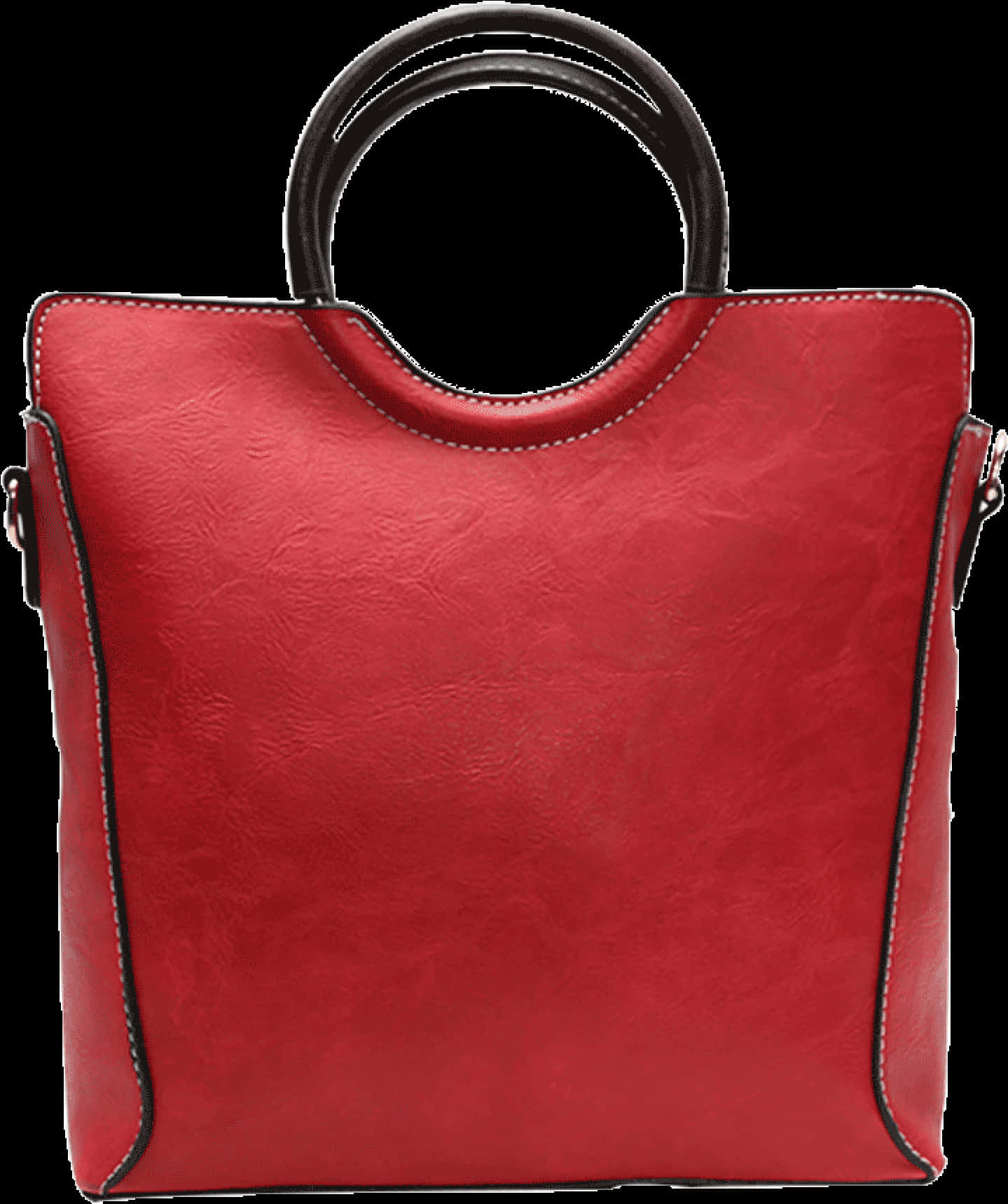 Elegant Red Leather Tote Bag PNG image