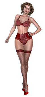 Elegant Red Lingerie3 D Model PNG image