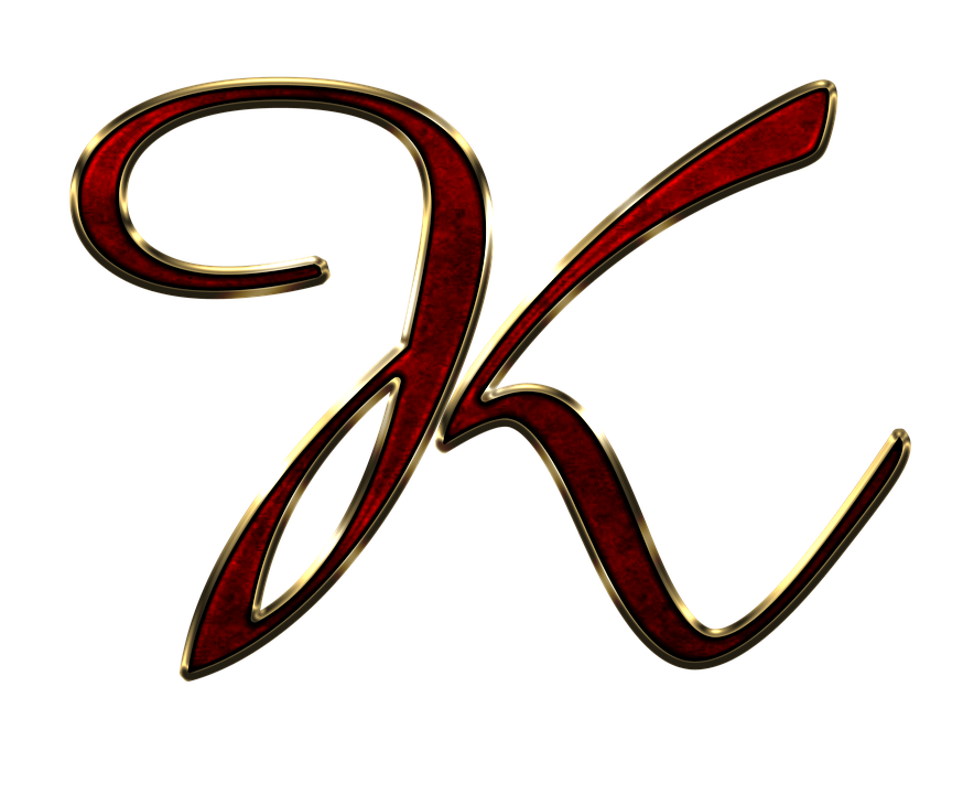 Elegant Red Metallic Letter K PNG image