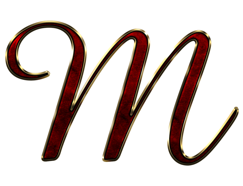 Elegant Red Metallic Letter M PNG image