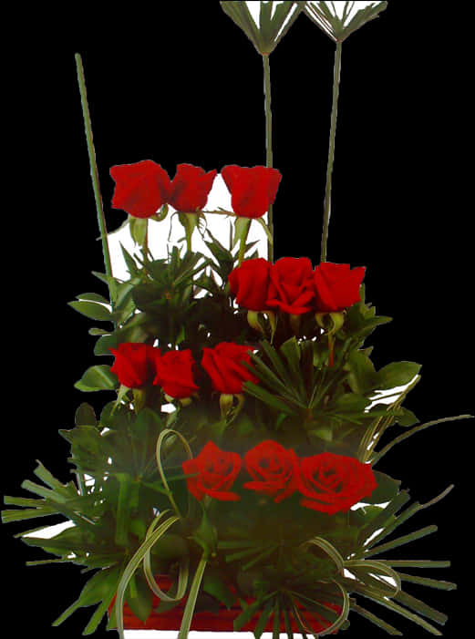 Elegant Red Rose Arrangement PNG image
