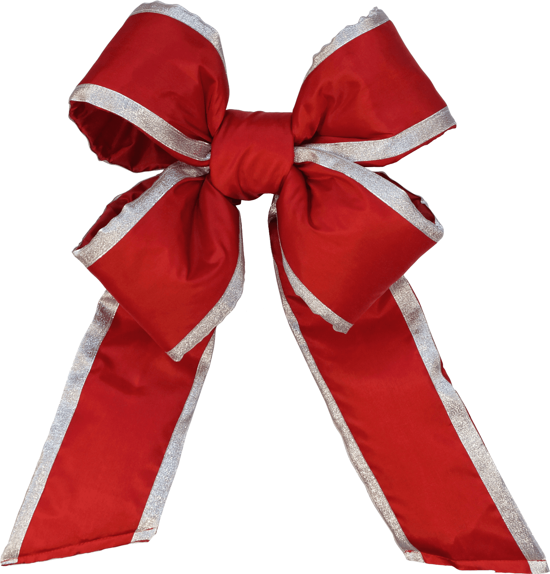 Elegant Red Satin Bowwith Silver Trim PNG image